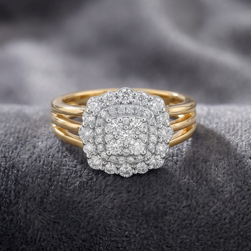 18KT Yellow Gold 1.4 Carat Round Diamond Ring | Titali Design LR-004474