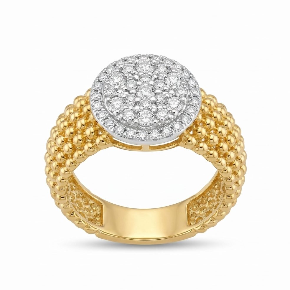 18KT Yellow Gold 0.83 Carat Round Diamond Ring | Titali Design LR-8528