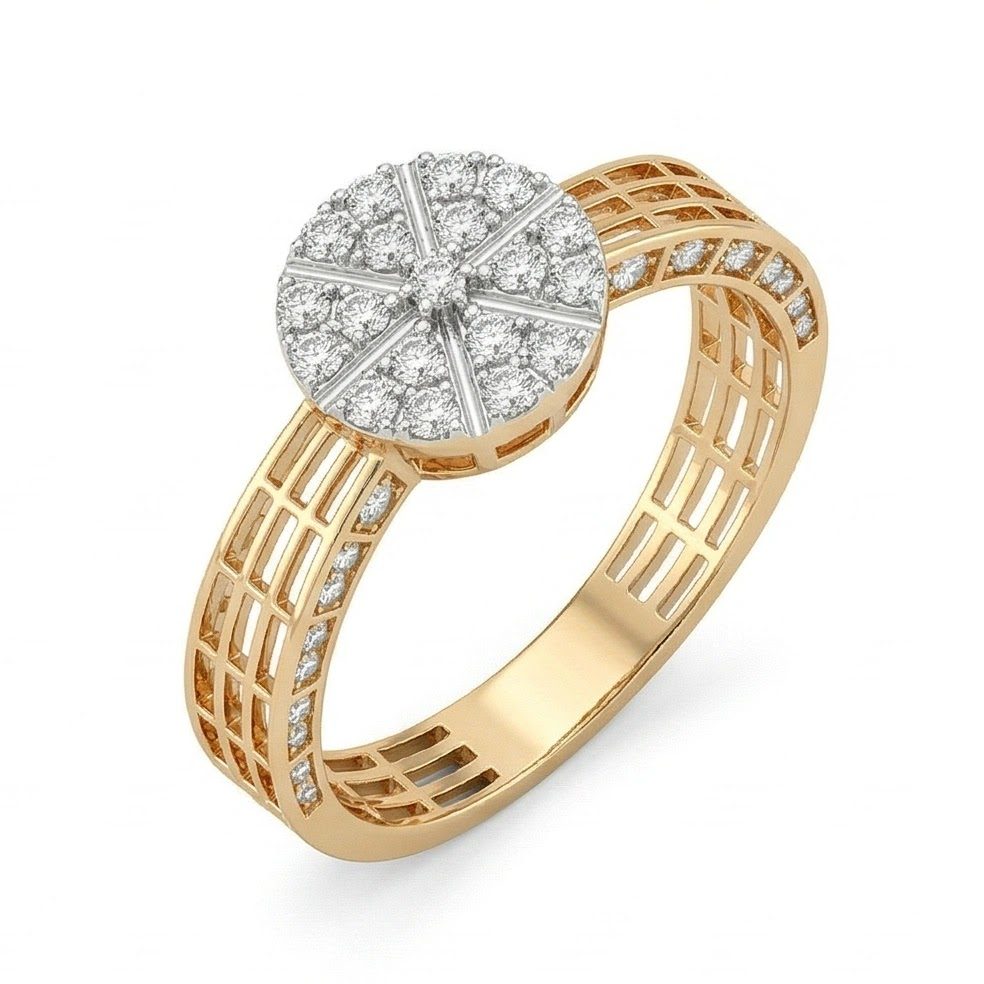 18KT Yellow Gold 0.27 Carat Round Diamond Ring | Titali Design LR-205550/A
