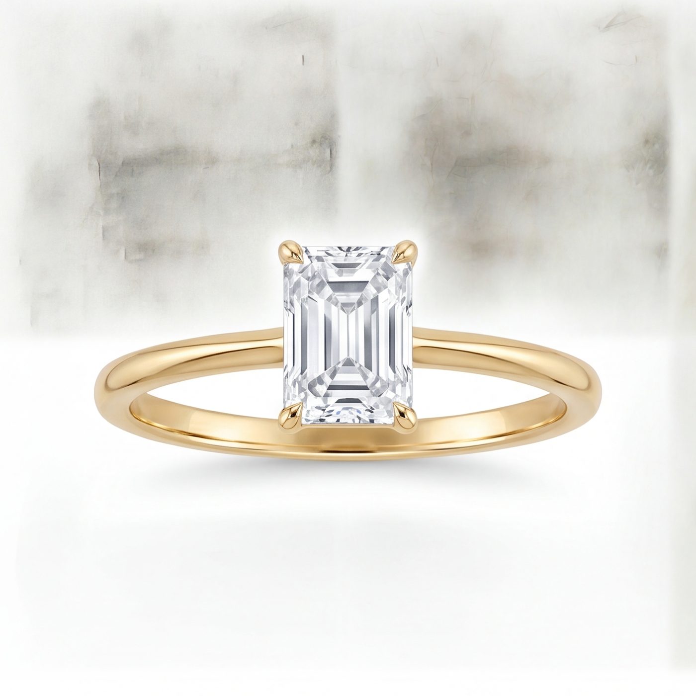 18KT Yellow Gold 1.01 Carat Emerald Diamond Ring | Titali Design LR-13410