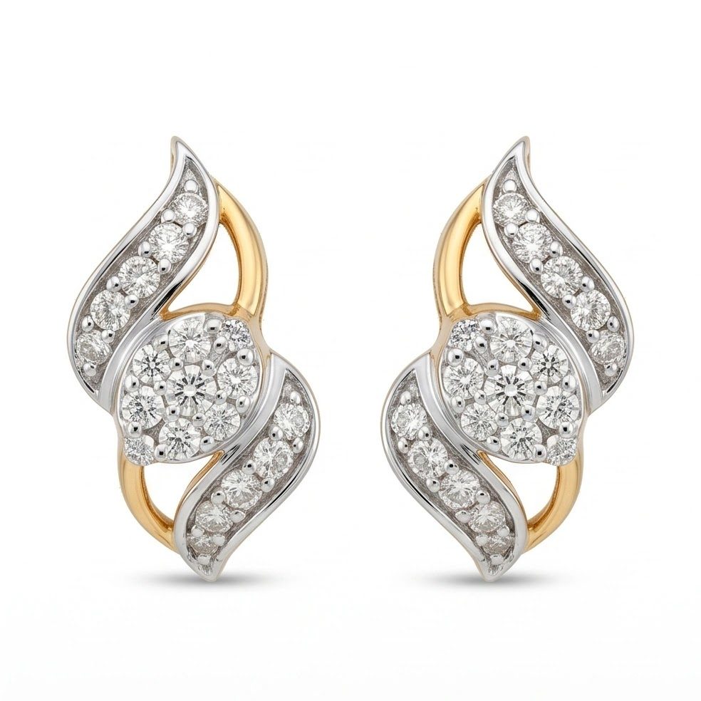 18KT Yellow Gold 0.34 Carat Round Diamond Earrings | Titali Design E-21591