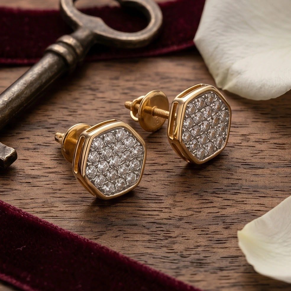 18KT Yellow Gold 0.64 Carat Round Diamond Earrings | Titali Design E-20722