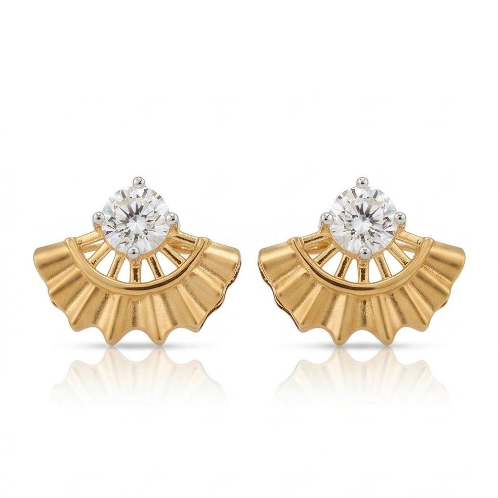 18KT Yellow Gold 0.57 Carat Round Diamond Earrings | Titali Design 25457584