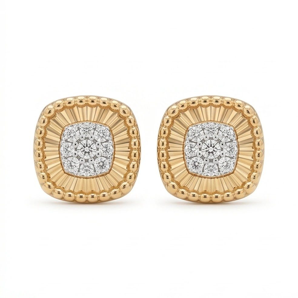 18KT Yellow Gold 0.25 Carat Round Diamond Earrings | Titali Design E-20606