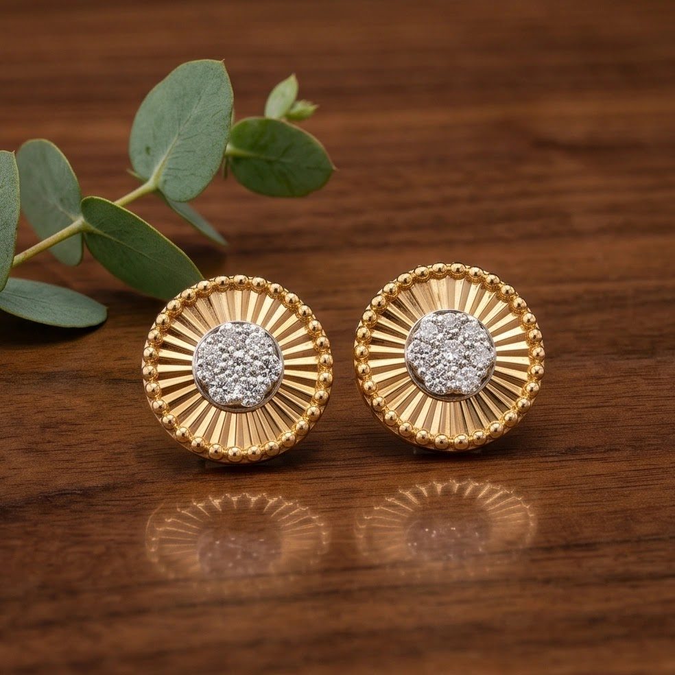 18KT Yellow Gold 0.34 Carat Round Diamond Earrings | Titali Design E-20935
