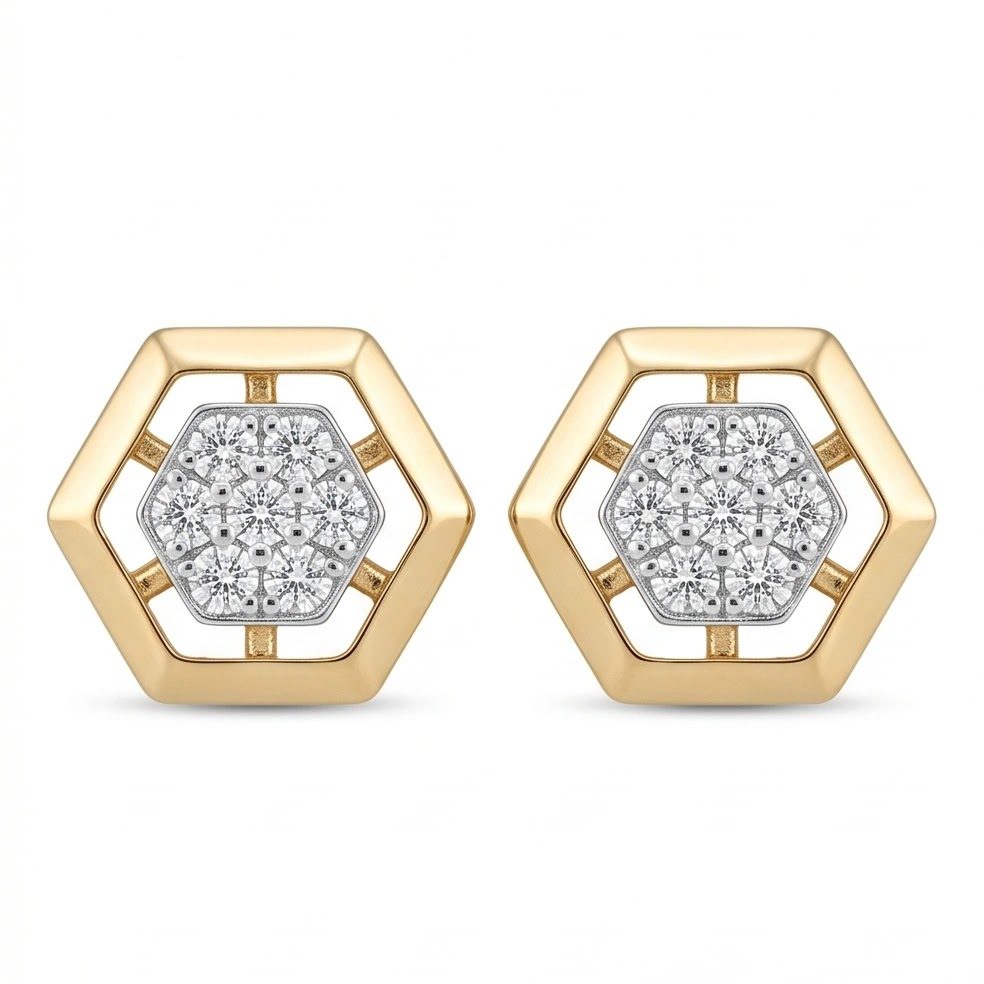 18KT Yellow Gold 0.46 Carat Round Diamond Earrings | Titali Design E-21592