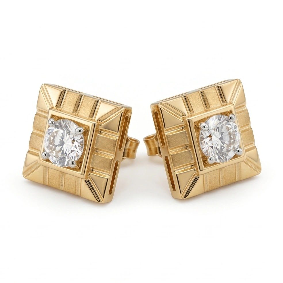 18KT Yellow Gold 0.61 Carat Round Diamond Earrings | Titali Design E-21789