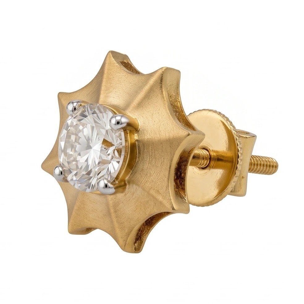 18KT Yellow Gold 0.47 Carat Round Diamond Earrings | Titali Design E-21790