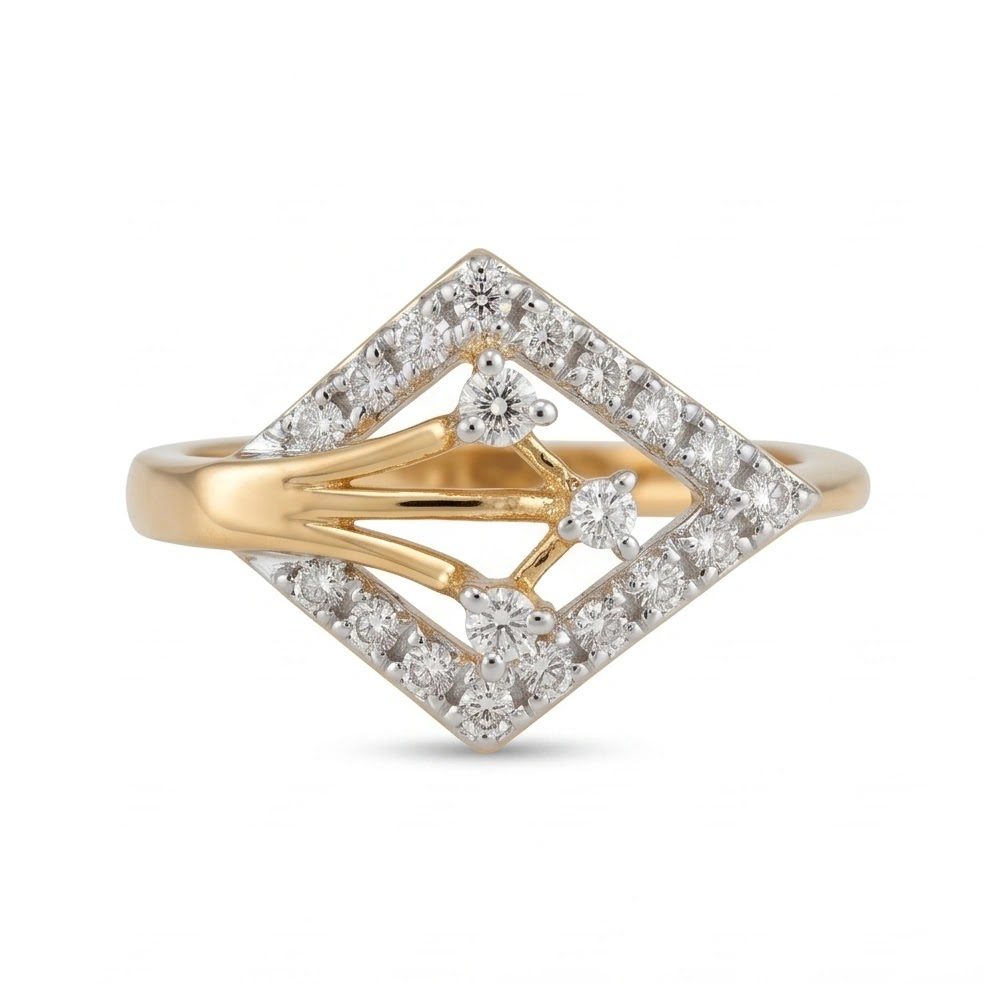 18KT Yellow Gold 0.26 Carat Round Diamond Ring | Titali Design LR-21514