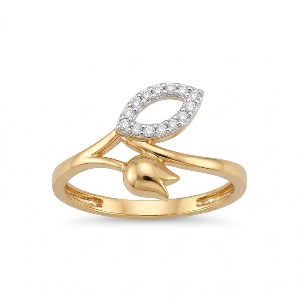 18KT Yellow Gold 0.13 Carat Round Diamond Ring | Titali Design LR-21512
