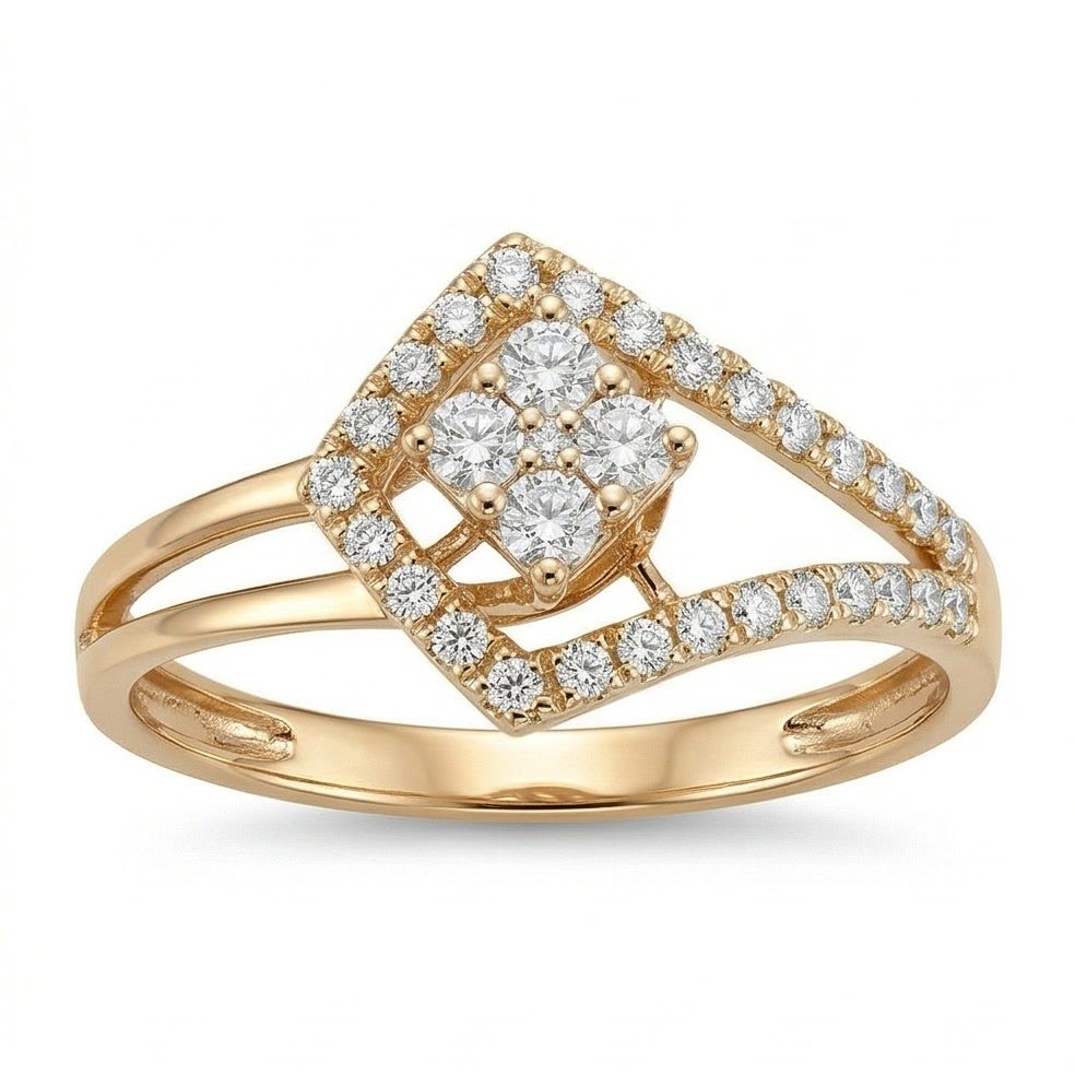 18KT Yellow Gold 0.33 Carat Round Diamond Ring | Titali Design DJR01266AM