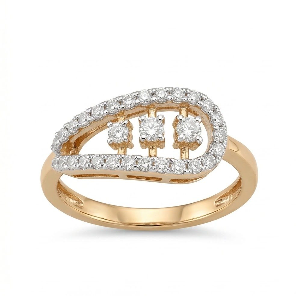18KT Yellow Gold 0.37 Carat Round Diamond Ring | Titali Design LR-21559