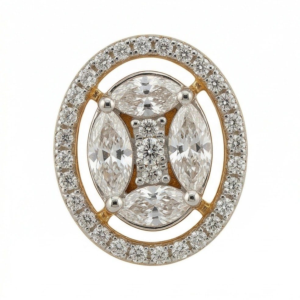 18KT Yellow Gold 1.06 Carat Round & Princess & Marquise Diamond Earrings | Titali Design D1324T23