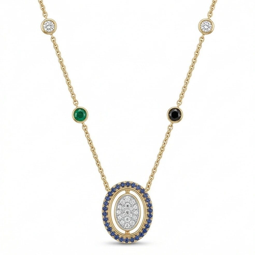18KT Yellow Gold 0.7 Carat Round Diamond Necklace | Titali Design N-21134