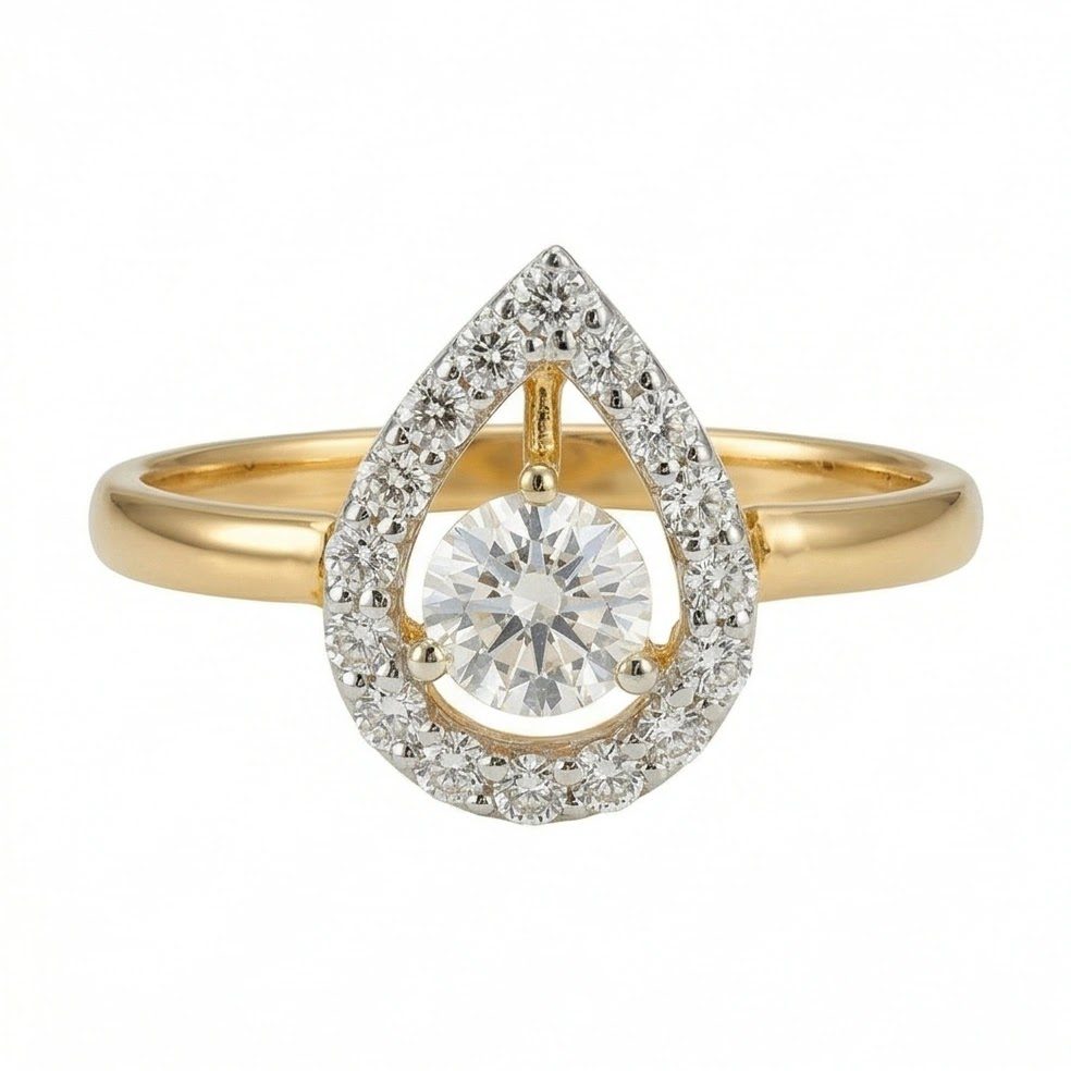 18KT Yellow Gold 0.48 Carat Round Diamond Ring | Titali Design LR-21797