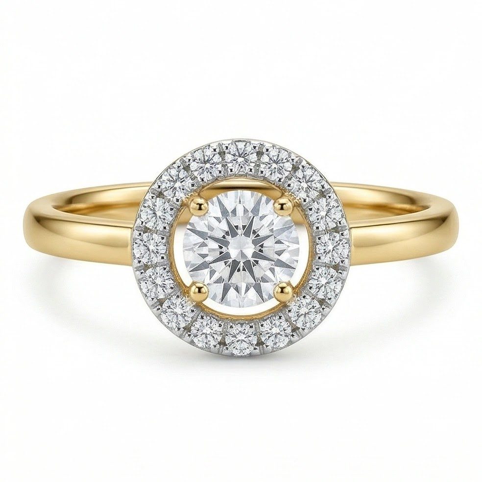 18KT Yellow Gold 0.47 Carat Round Diamond Ring | Titali Design LR-21796