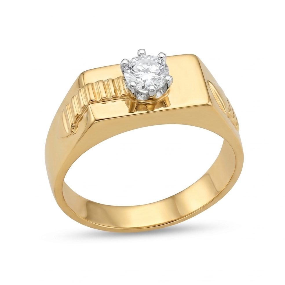 18KT Yellow Gold 0.31 Carat Round Diamond Ring | Titali Design GR-21241