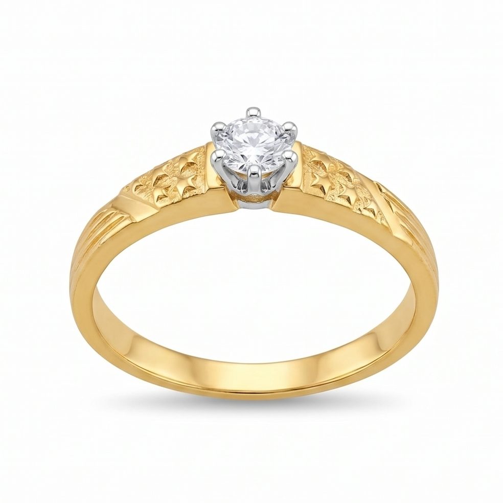 18KT Yellow Gold 0.31 Carat Round Diamond Ring | Titali Design GR-21246