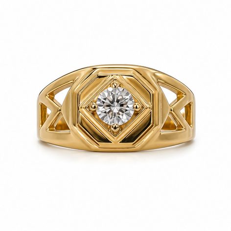 18KT Yellow Gold 0.31 Carat Round Diamond Ring | Titali Design GR-21242