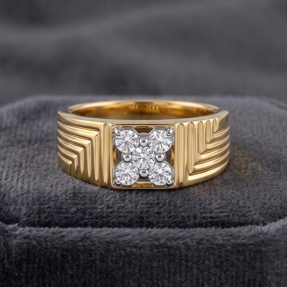 18K Yellow Gold 0.34 Carat Round Diamond Ring | Titali Design GR-22071