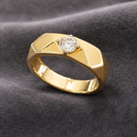 18KT Yellow Gold 0.71 Carat Round Diamond Ring | Titali Design GR-2138