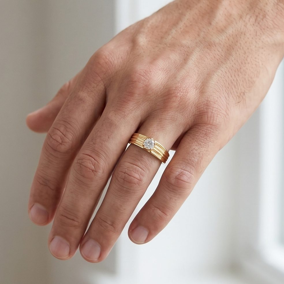 18KT Yellow Gold 0.25 Carat Round Diamond Ring | Titali Design GR-20708/A