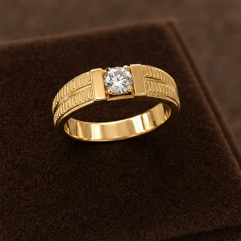 18KT Yellow Gold 0.34 Carat Round Diamond Ring | Titali Design GR-21326A
