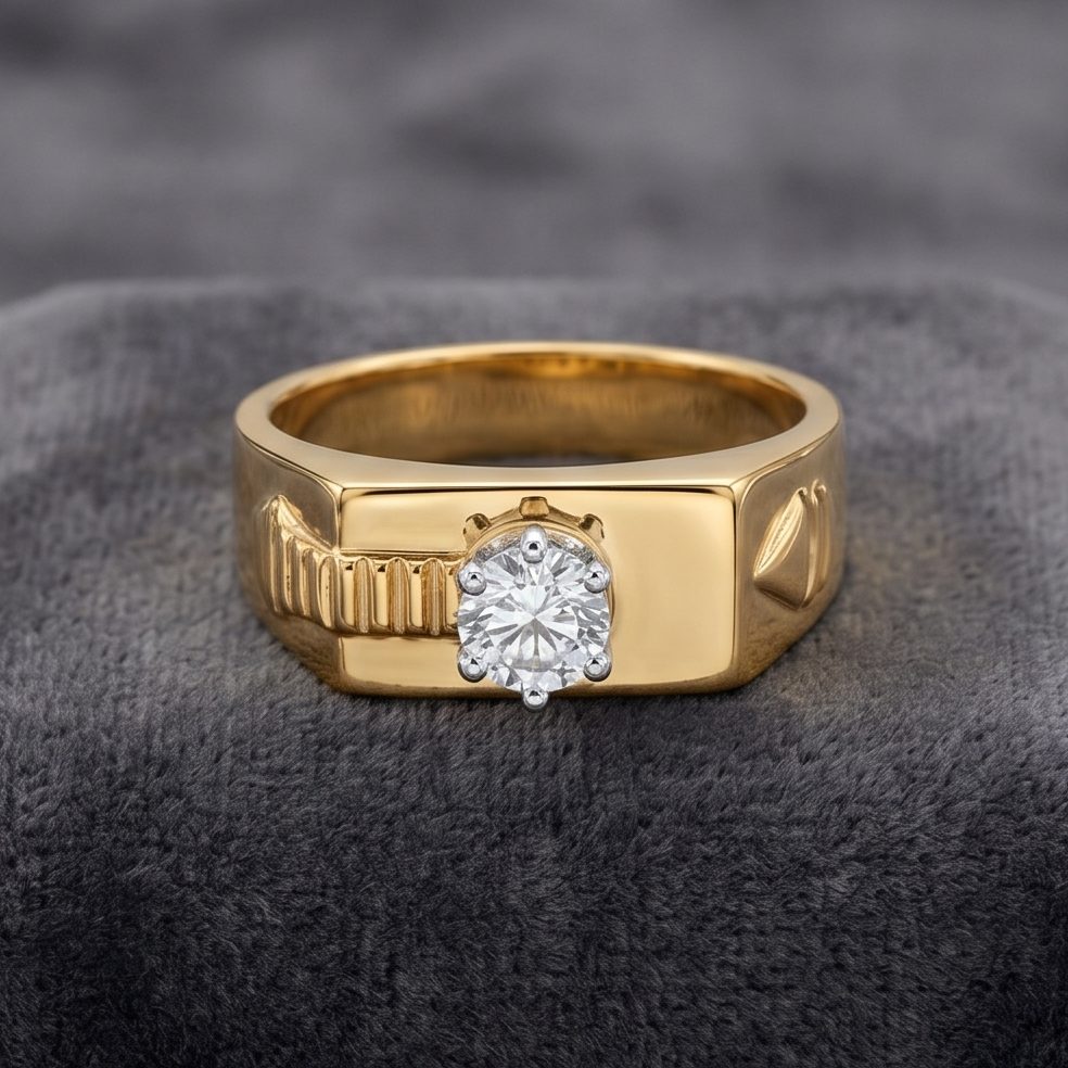 18KT Yellow Gold 0.31 Carat Round Diamond Ring | Titali Design GR-21241