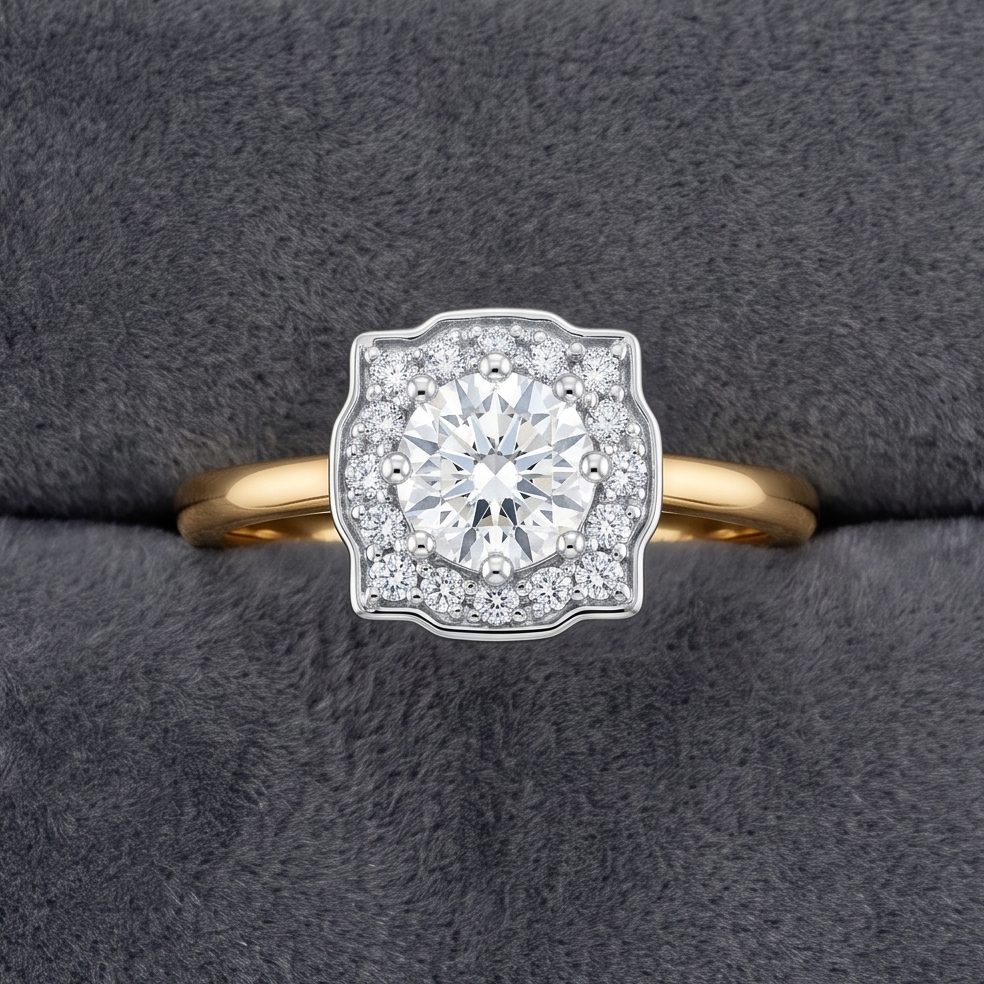 18KT Yellow Gold 0.65 Carat Round Diamond Ring | Titali Design LR-8529
