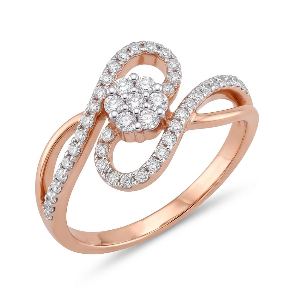 18KT Yellow Gold 0.43 Carat Round Diamond Ring | Titali Design LR-2813