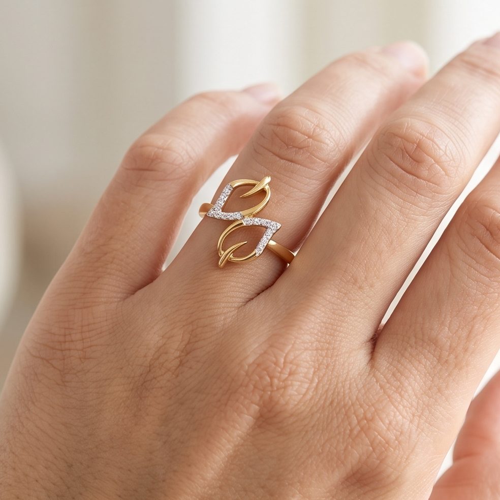 18KT Yellow Gold 0.1 Carat Round Diamond Ring | Titali Design LR-20690/B