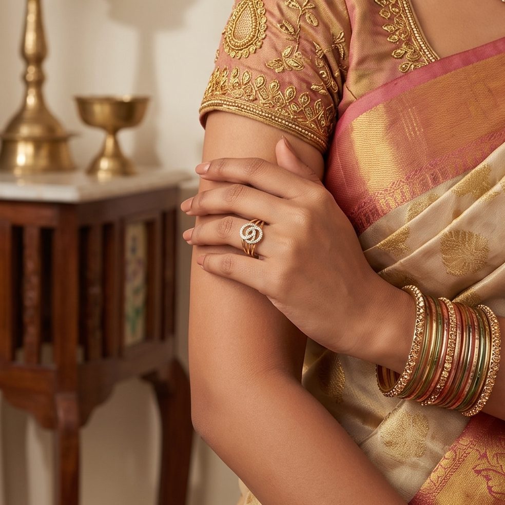18KT Yellow Gold 0.24 Carat Round Diamond Ring | Titali Design LR-21571