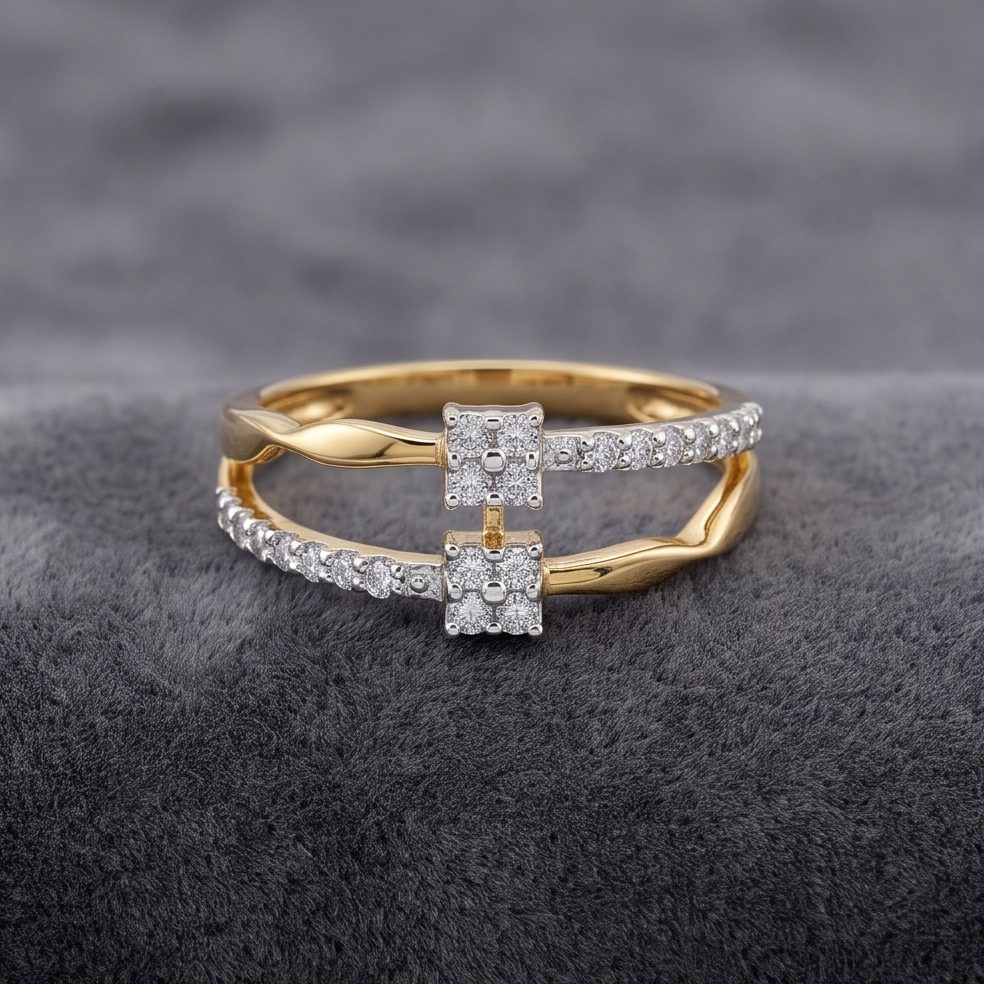 18KT Yellow Gold 0.22 Carat Round Diamond Ring | Titali Design LR-21531