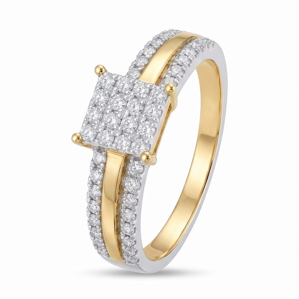 14KT Yellow Gold 0.34 Carat Round Diamond Ring | Titali Design LR-21227