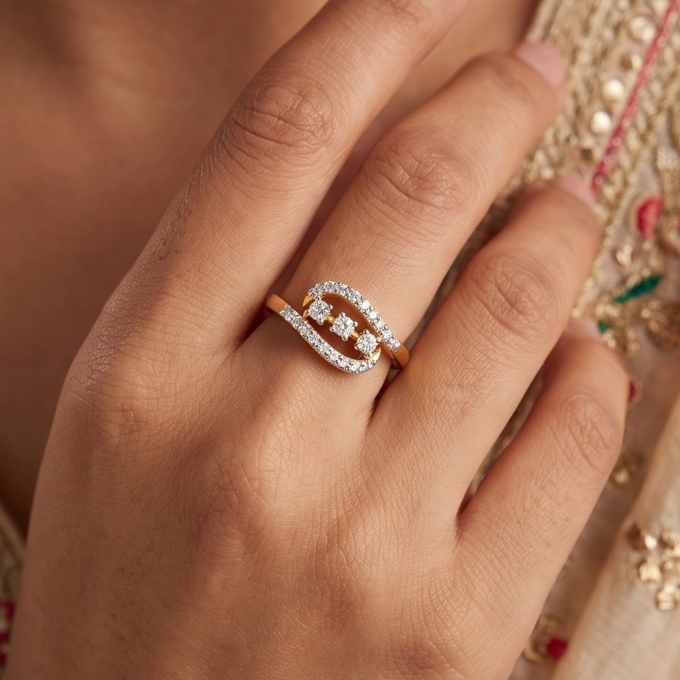18KT Yellow Gold 0.49 Carat Round Diamond Ring | Titali Design LR-21564