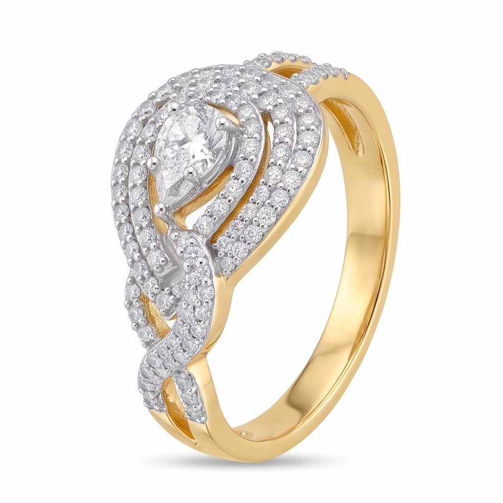 18KT Yellow Gold 0.62 Carat Round Diamond Ring | Titali Design 21607R3
