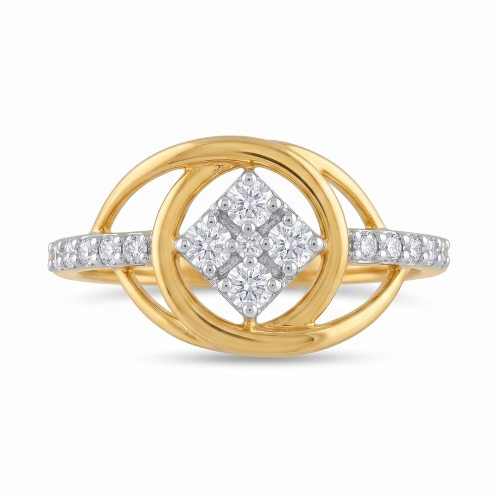 18KT Yellow Gold 0.33 Carat Round Diamond Ring | Titali Design LR-20421