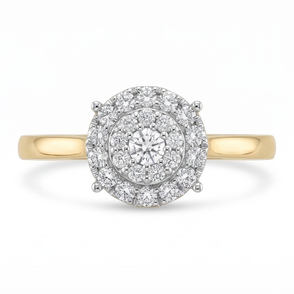 18KT Yellow Gold 0.3 Carat Round Diamond Ring | Titali Design LR-21371
