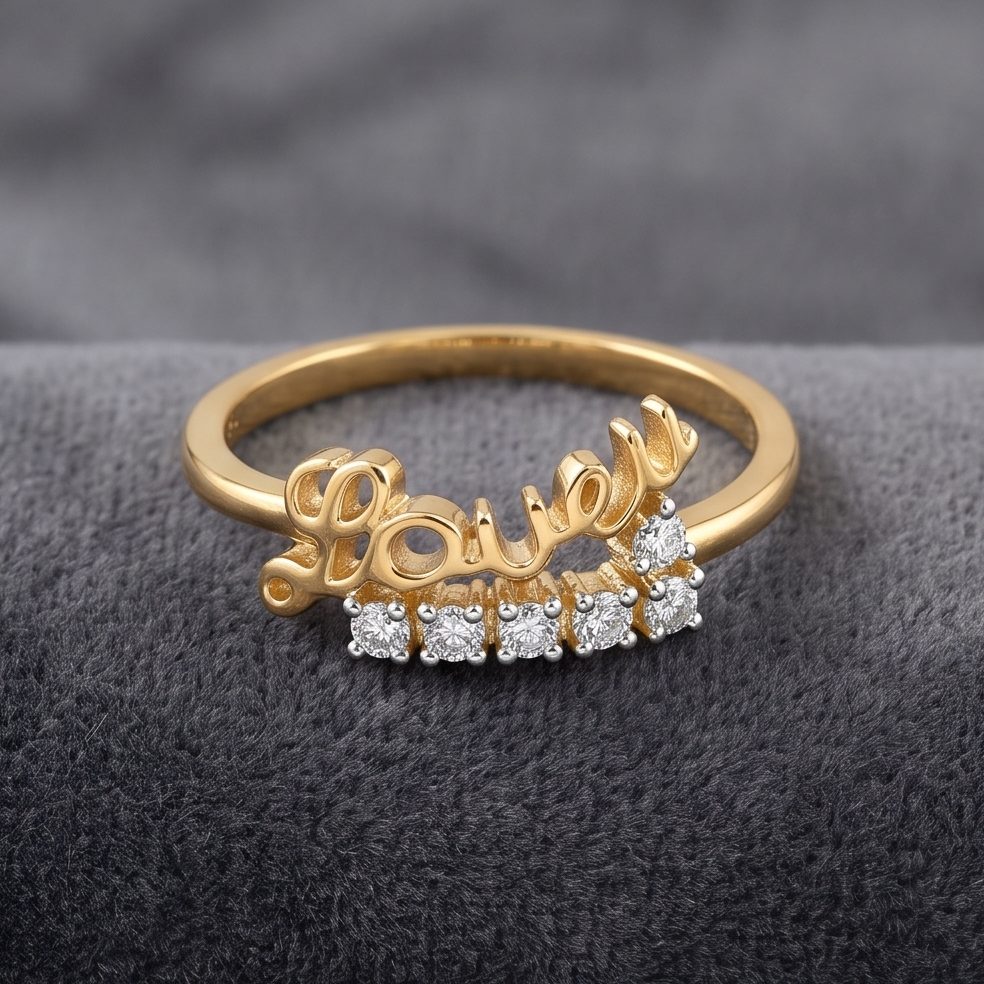 18KT Yellow Gold 0.1 Carat Round Diamond Ring | Titali Design LR-21518
