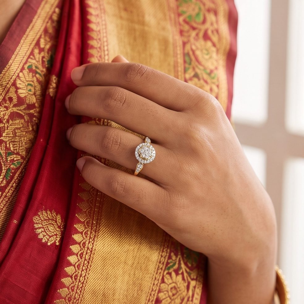 14KT Yellow Gold 0.33 Carat Round Diamond Ring | Titali Design LR-21222