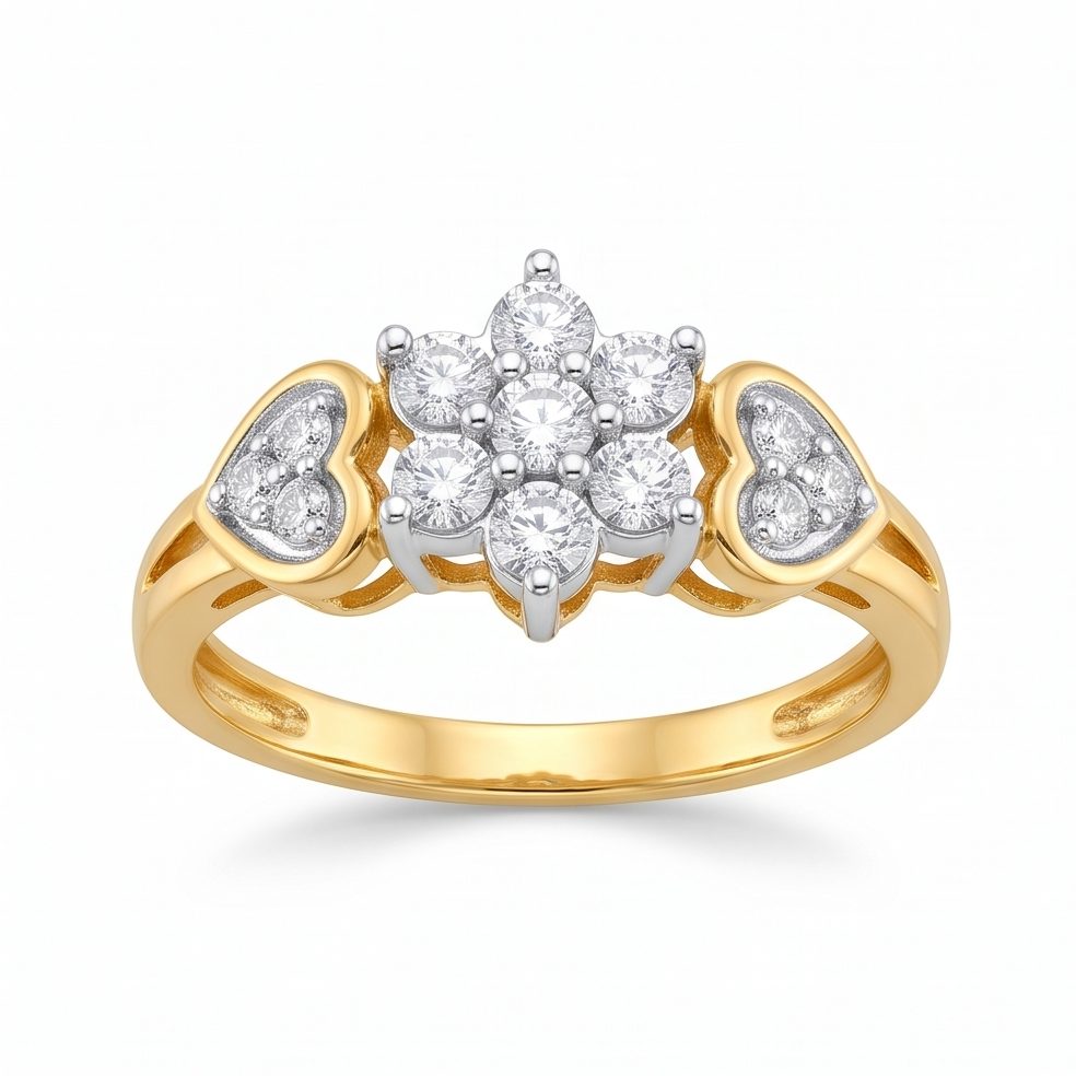 18KT Yellow Gold 0.28 Carat Round Diamond Ring | Titali Design LR-21145
