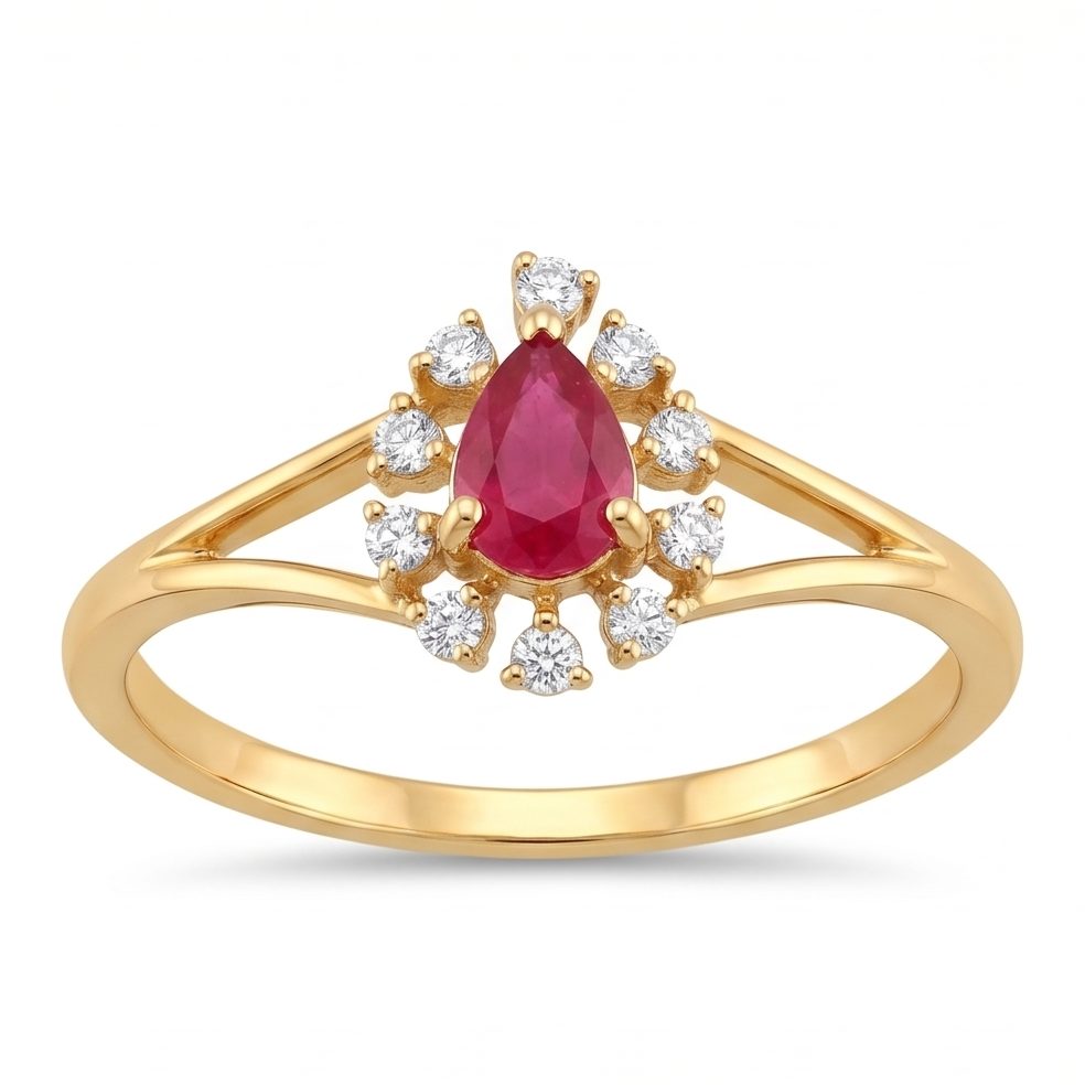18KT Yellow Gold 0.08 Carat Round Diamond Ring | Titali Design ALR04331