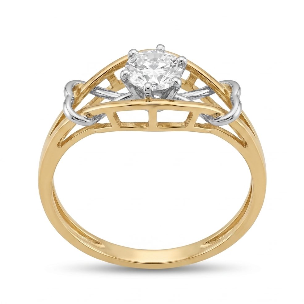 18KT Yellow Gold 0.43 Carat Round Diamond Ring | Titali Design LR-20714