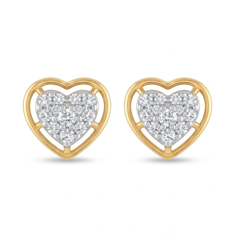 18KT Yellow Gold 0.42 Carat Round Diamond Earrings | Titali Design E-21585