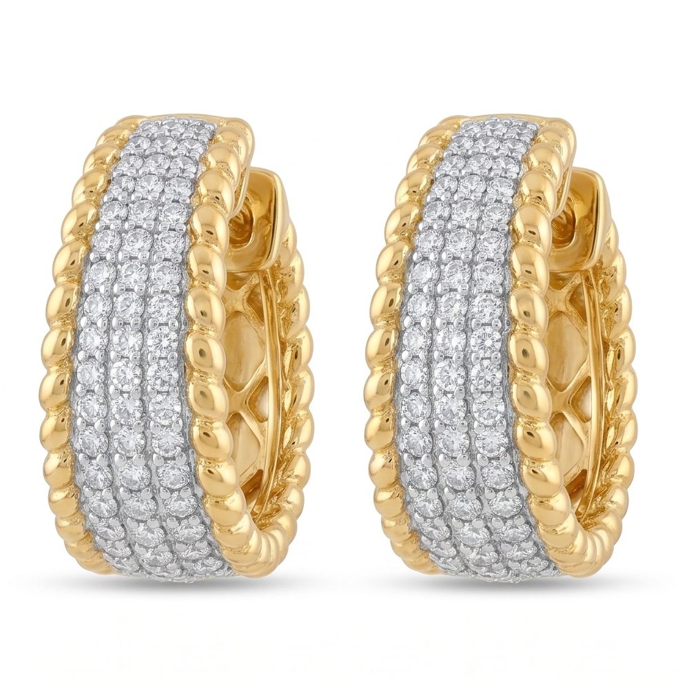 18KT Yellow Gold 0.79 Carat Round Diamond Earrings | Titali Design E-20605