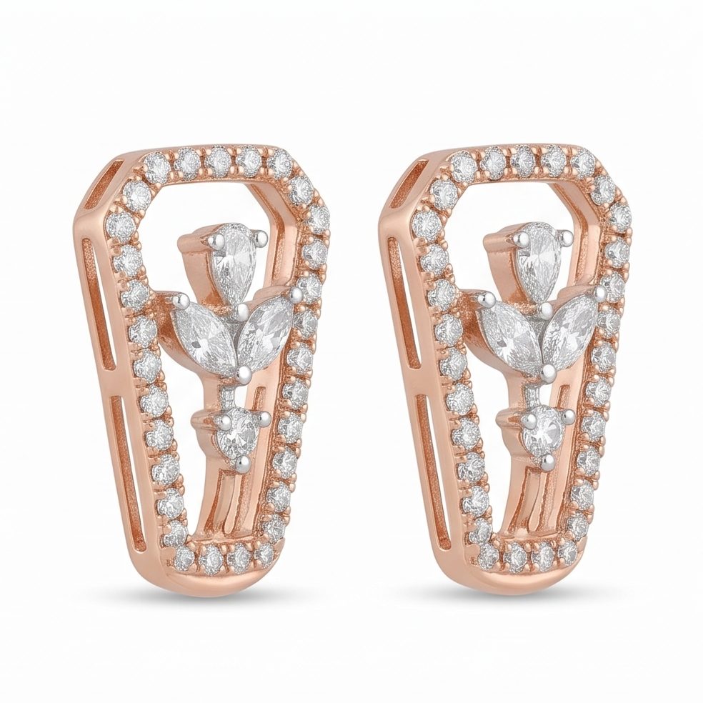 18KT Yellow Gold 0.74 Carat Round & Marquise & Pear Diamond Earrings | Titali Design 21197ER4