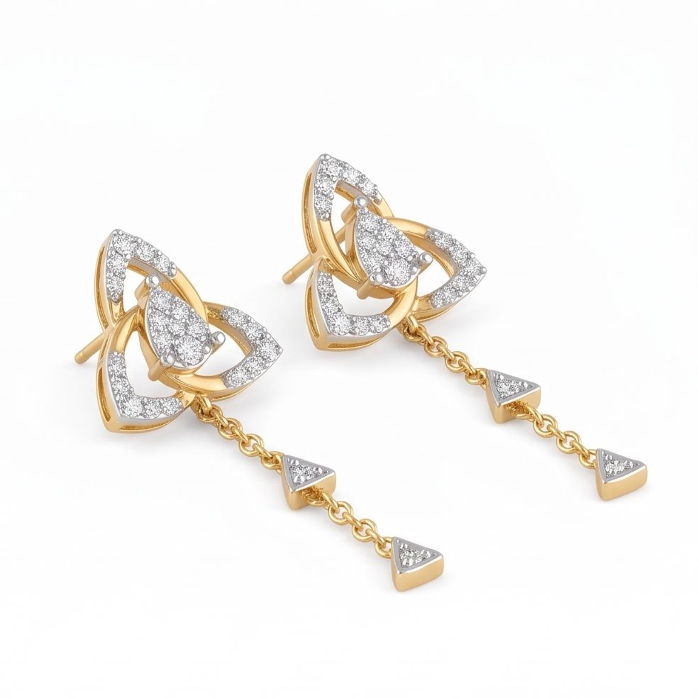 18KT Yellow Gold 0.42 Carat Round Diamond Earrings | Titali Design ER35897