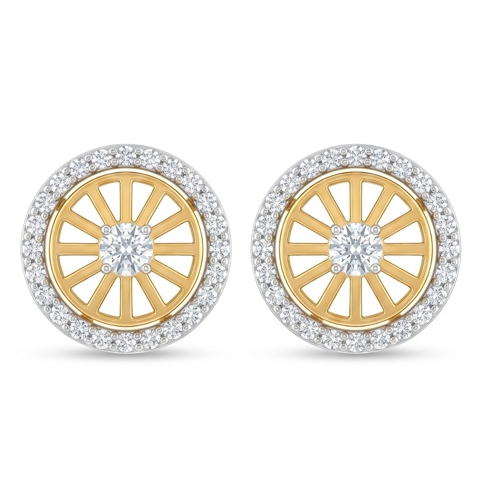 18KT Yellow Gold 0.69 Carat Round Diamond Earrings | Titali Design E-21600