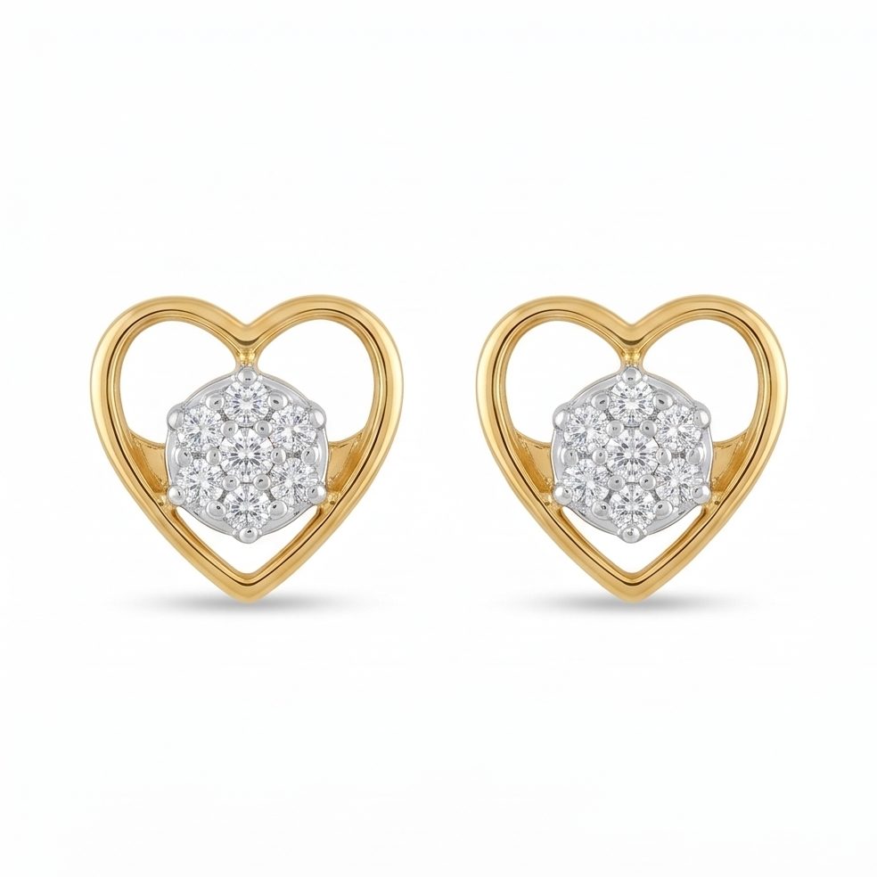 18KT Yellow Gold 0.5 Carat Round Diamond Earrings | Titali Design E-21579
