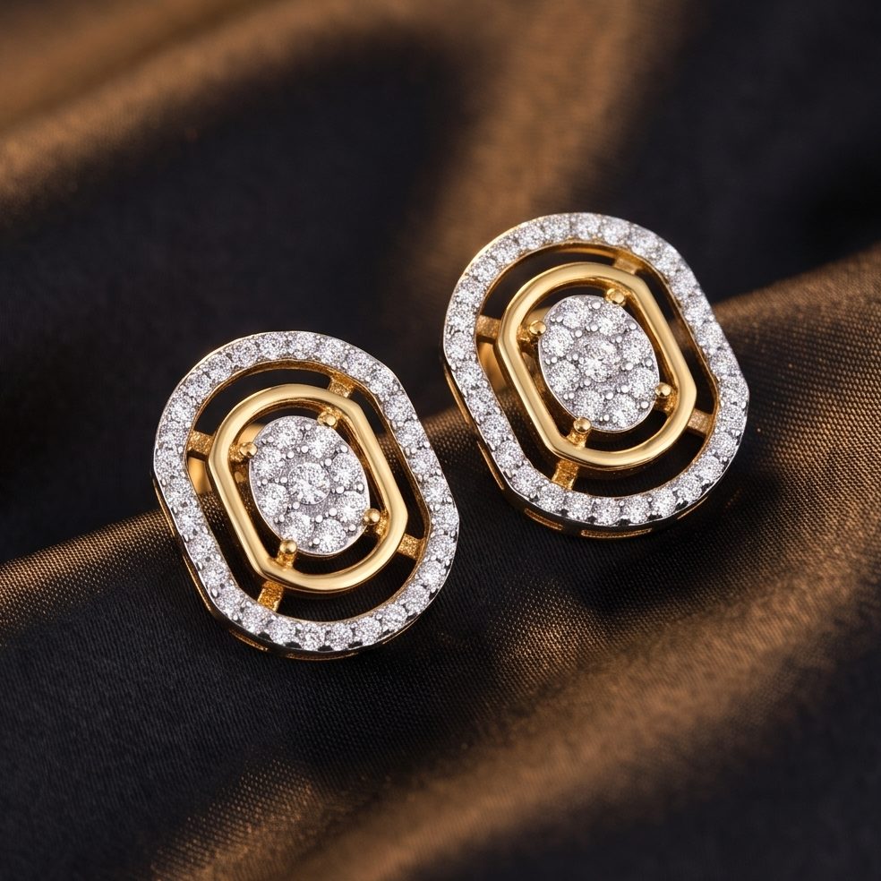 18KT Yellow Gold 0.53 Carat Round Diamond Earrings | Titali Design ER006132